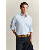 gant para hombre 3250271 camisa regular fit de punto de pique elastico azul xl casual algodon manga larga