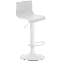 taburete de bar x1 con reposapies giratorio respaldo curvado de plastico blanco y metal blanco 100004982
