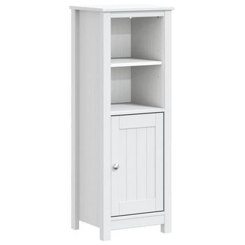 Mueble De Baño | Armario De Baño Berg Madera Maciza De Pino Blanco 40x34x110 Cm