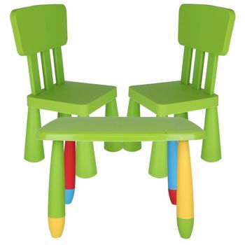 Set Mesita Infantil 73 Cm + 2 Sillas (verde) Plástico Resistente Wellhome