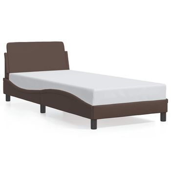 Estructura De Cama Dover Cuero Sintético Marrón 90x200 Cm Vidaxl