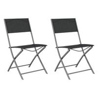pack 2 uds sillas de jardin  silla de exterior  sillon plegables acero y textilene negro