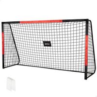 porteria futbol desmontable aktive de acero resistente 300x90x160 cm con red de poliester y 7 piquetas negro y rojo