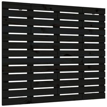 Cabecero De Cama De Pared | Panel De Cabecera Madera Maciza Pino Negro 81x3x91,5 Cm