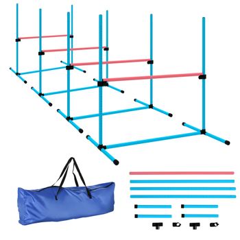 PawHut Set de agility para perros 4 piezas ajustable Equipo de agility con 4 vallas Bolsa de transporte 99 x 65 x 94 cm Azul claro