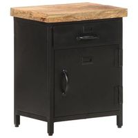 mesita de noche de madera maciza de mango rugosa 40x30x52 cm vidaxl