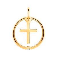 anillo de bautizo de oro colgante cruz 8k circonitas