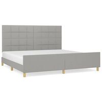 cama doble  cama para adultos  estructura de cama con cabecero de tela gris claro 200x200 cm