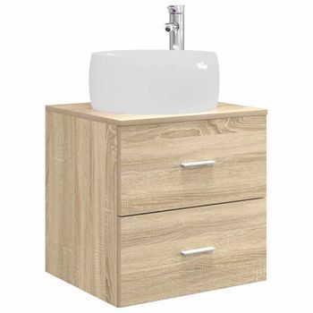 Vanidad Con Lavabo De Pared Roble Sonoma 49,5 X 44,5 X 66 Cm Vidaxl