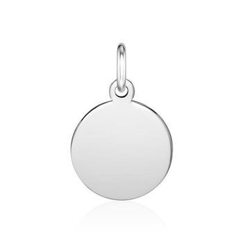 Colgante redondo de oro blanco 14 quilates grabable