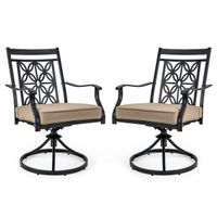 costway juego de 2 sillas giratorias con marco de metal y estampado de flores para jardin piscina y bistro carga 150 kg 70 x 60 x 92 cm marron