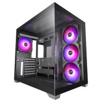 mars gaming mcv5 caja pc atx cristal templado panoramico 4x ventiladores argb 120mm 7 slots pci horizontales  2 slots pci verticales compatible con placas base de conector inverso usb-c negro