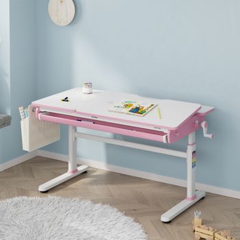 Escritorio Infantil Kuosa Regulable En Altura Acero 120x60cm - Rosa/blanco [en.casa]