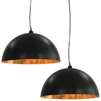 lamparas de techo 2 uds semiesfericas negro y dorado 50 cm e27 vidaxl