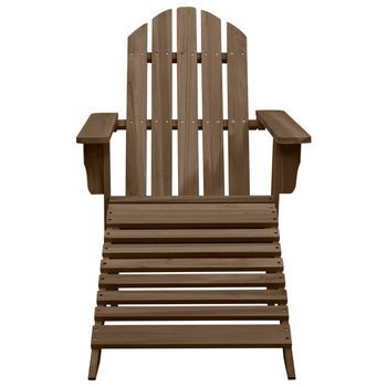 Silla De Jardín | Silla De Exterior | Sillón Con Otomana De Madera Marrón