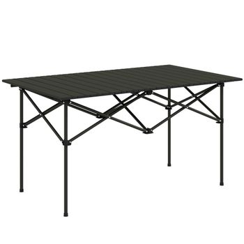 Outsunny Mesa Plegable de Camping con Encimera Enrollable Bolsa Mesa de Pícnic Portátil 95x55x50cm Negro   Aosom España