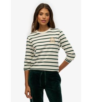 Superdry para mujer. W6012109A Camiseta Country Club blanco (S), Casual, Algodón, Manga larga