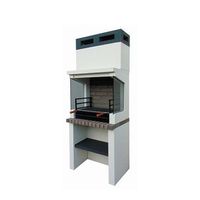 bbq glass - barbacoa simple construido con ladrillo gris y cemento cemento pintado de blanco - 80x57x206cm