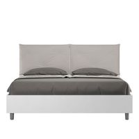 cama con almacenaje 160x200 fresno blanco cojines cuero sintetico gris paloma egos appia