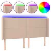 cabecero cama mueble de dormitorio con led cuero sintetico capuchino 183 x 16 x 118128 cm marron m020000176