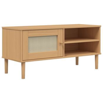 Mueble De Tv Senja Aspecto Ratán Madera Pino Marrón 106x40x49cm Vidaxl