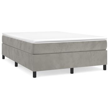 Cama Matrimonial | Cama Para Adultos | Estructura De Cama Box Spring Terciopelo Gris Claro 140x200 Cm