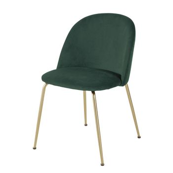 Silla de terciopelo verde oscuro y acero dorado