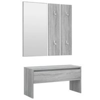 set de muebles de recibidor madera contrachapada gris sonoma vidaxl