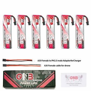 6 baterías Gaoneng 3.8V 550mAh 100C 1S LiHV con conector A30 para Emax Tinyhawk S BetaFPV Beta75X