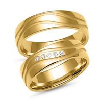 alianzas de oro con 5 diamantes