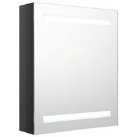 armario de bano  mueble bano con espejo led negro brillante 50x14x60 cm