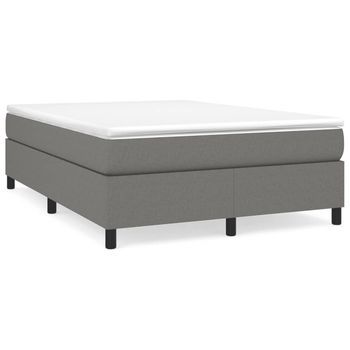 Estructura De Cama Con Somier Tela Gris Oscuro 140x190 Cm Vidaxl