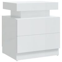 mesita de noche con dos cajones 45 x 35 x 52 cm madera contrachapada blanco brillo dec033505