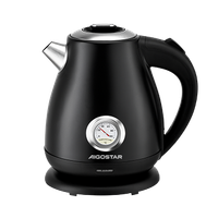 aigostar adrian - hervidor de agua electrico retro 17l acero inoxidable 2200windicador de temperatura nivel de agua apagado automatico proteccion contra la ebullicion en seco libre bpa negro