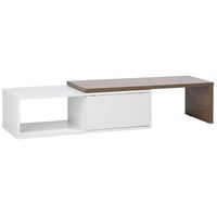 soporte para tv de madera clara y mdf blanco mueble multimedia superficie  extensible para televisor de hasta 70r yonkers