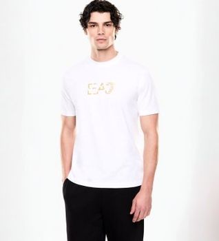 EA7 para hombre. 7M001562_AF17789 Camiseta Premium Label blanco (M), Casual, Algodón, Manga corta