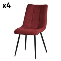 4x sillas de comedor rojo acolchado con funda de tela y patas de acero