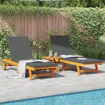 Sillas De Playa 2 Pcs Con Ruedas Y Cojín De Madera De Acacia V7722 Unico / Marrón