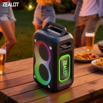 ZEALOT-PT02 Altavoz Bluetooth portátil de 60 W con graves mejorados, Bluetooth 5.4, tiempo de reproducción de 12 horas, para acampar y hacer senderismo