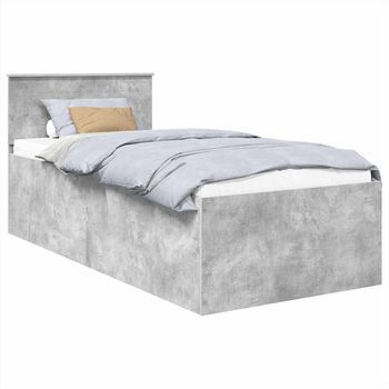 Estructura De Cama Con Cabecera Gris Concreto 120 X 200 Cm Vidaxl