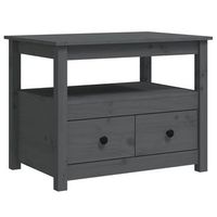 mesa de cafe - mesa de centro de madera maciza de pino gris 71x49x55 cm
