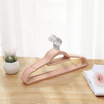 50 perchas antideslizantes de terciopelo de color rosa