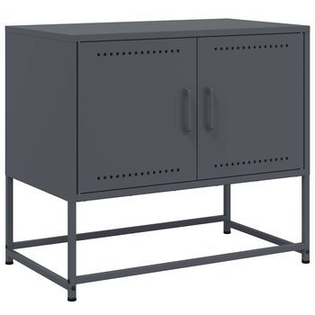 Mueble Para Tv | Mueble De Salón | Gabinete De Tv De Acero Gris Antracita 68,5x39x60,5 Cm