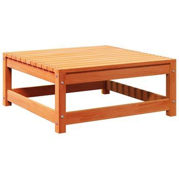 Taburete De Jardín | Otomana De Jardín | Reposapiés De Jardín Madera Maciza Pino Marrón Cera 70x70x30 Cm