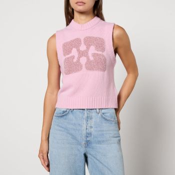 Ganni Graphic Intarsia-Knit Vest - M