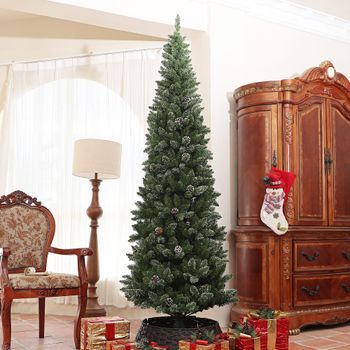Árbol De Navidad De Plástico Acero Homcom Ø80x225 Cm Verde
