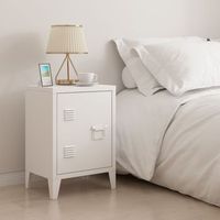 mesa de noche inari acero con tirador derecho 57x40x30 cm - blanco encasa