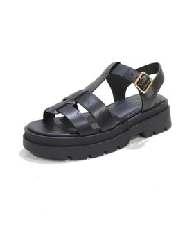 de GEOX SANDALIA CASUAL DE PIEL CON PLATAFORMA DE GOMA NEGRO