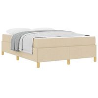 cama tipo box spring crema y blanco 140 x 200 cm tela