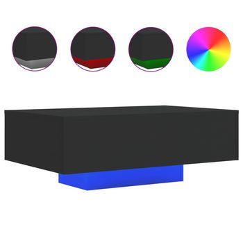Mesa De Centro Con Luces Led Negro 85x55x31 Cm Vidaxl